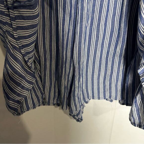 NWT American Eagle Blue & White Striped Faux Wrap V Neck Mini Dress Romper Large - Picture 3 of 7